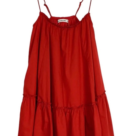 ABERCROMBIE & FITCH RED RUFFLE TRAPEZE MINI DRESS NWOT SIZE XL - Picture 3 of 7
